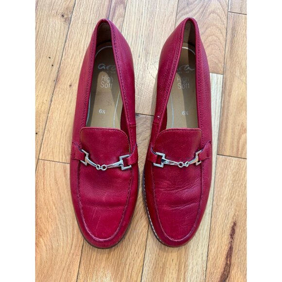 ARA Red Loafers with Horsebit Buckles - Picture 2 of 6